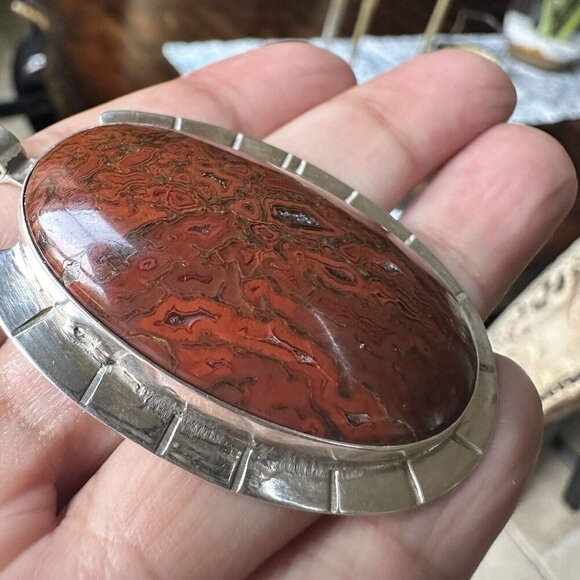 Ray Youmans Dinosaur Gem Bone Pendant Necklace‎ Sterling Silver Multicolor 26.7g - Picture 2 of 13